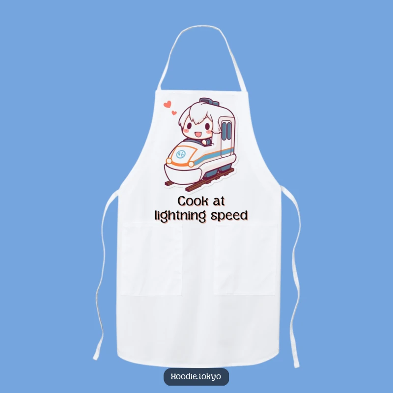 Funny Bullet Train Chef Apron: Determined Rider's Culinary Speed, Gift Idea