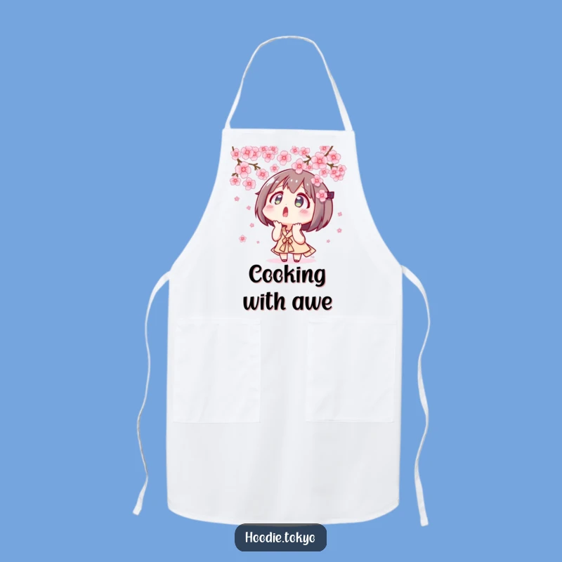 Funny Tokyo Blossom Apron: Cook with Spring's Wonder - Surprised Character Funny Gift