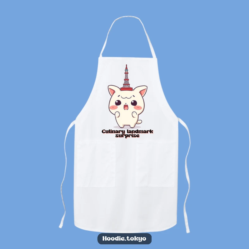Funny Surprise Tokyo Tower Apron: Shocked Chef Wear, Humorous Kitchen Gift