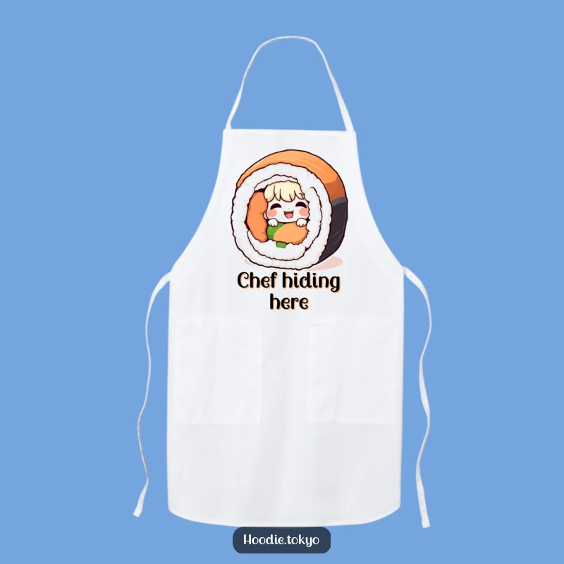 Funny Giggling Sushi Apron - Chef's Peek-a-Boo Fun, Humorous Kitchen Gift