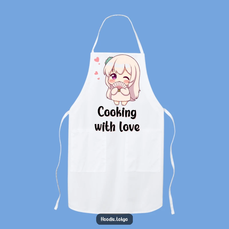 Funny Shy Fan Apron: Blushing Character Kitchen Wear