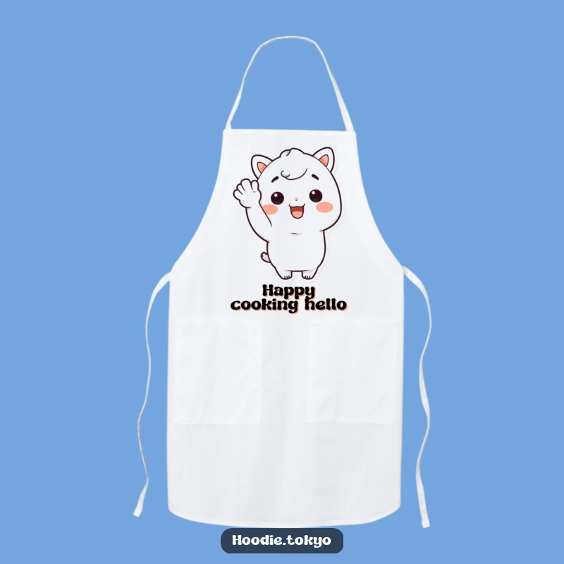 Funny Kawaii Character Apron: Cheerful Chef Greetings, Hilarious Kitchen Gift