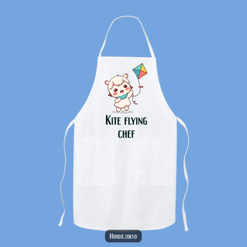 Funny Kawaii Kite Flying Apron - Giggling Character Kitchen Playful Wear