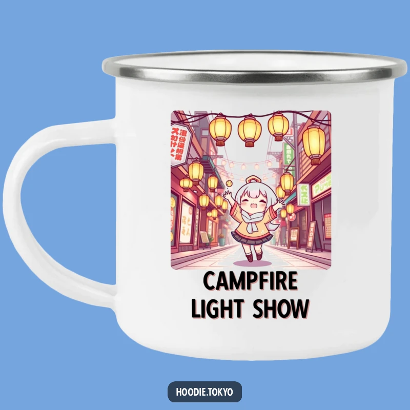 Funny Kawaii Tokyo Camping Mug: Juggling Lanterns on the Go!