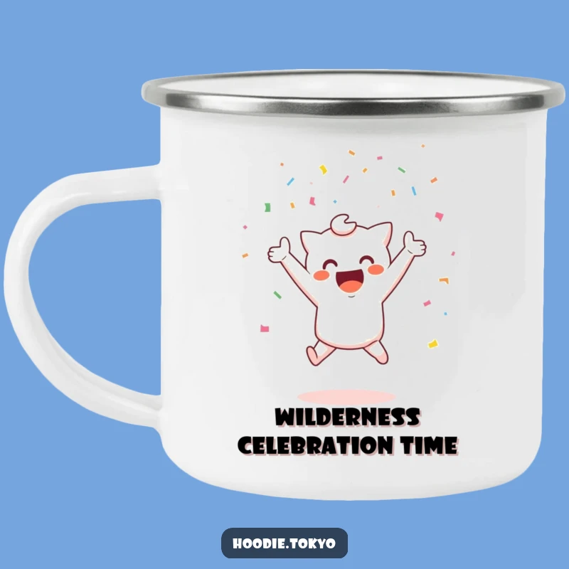 Durable Celebration Kawaii Camping Mug: Funny Joyful Character Outdoor Gift