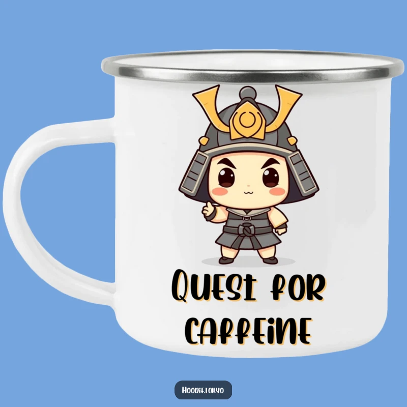 Funny Samurai Camping Mug: Whimsical Warrior Enamel Cup for Adventures