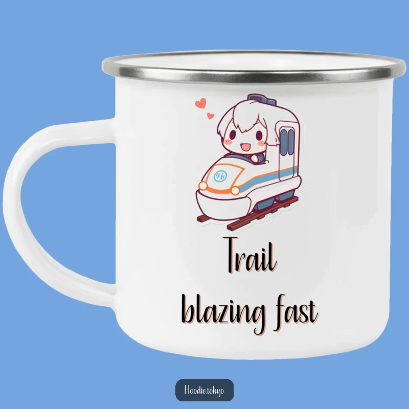 Funny Bullet Train Camping Mug: Determined Rider's Adventure, Outdoor Gift