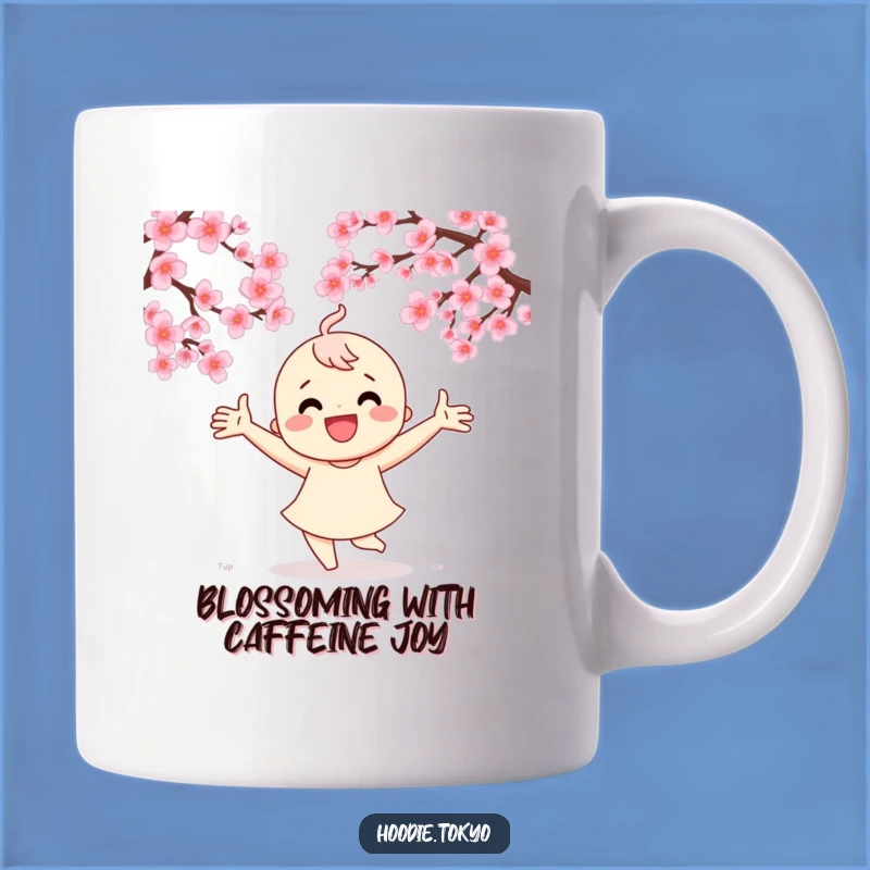 Funny Cherry Blossom Dancer Mug - Joyful Character, Perfect Gift for Spring Lovers