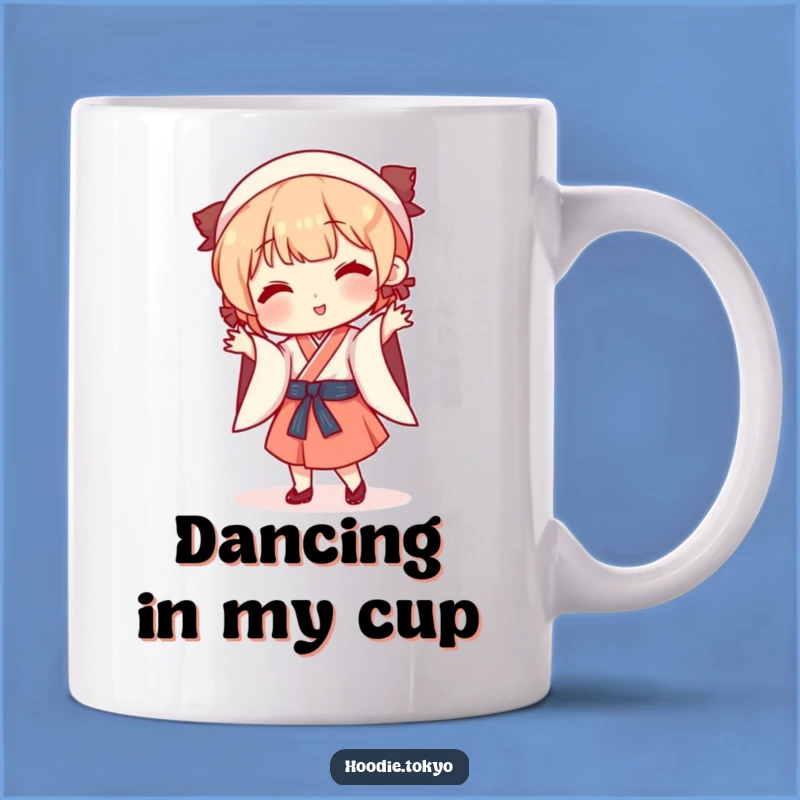 Funny Japanese Dance Mug: Playful Character's Silly Moves - Perfect Funny Gift