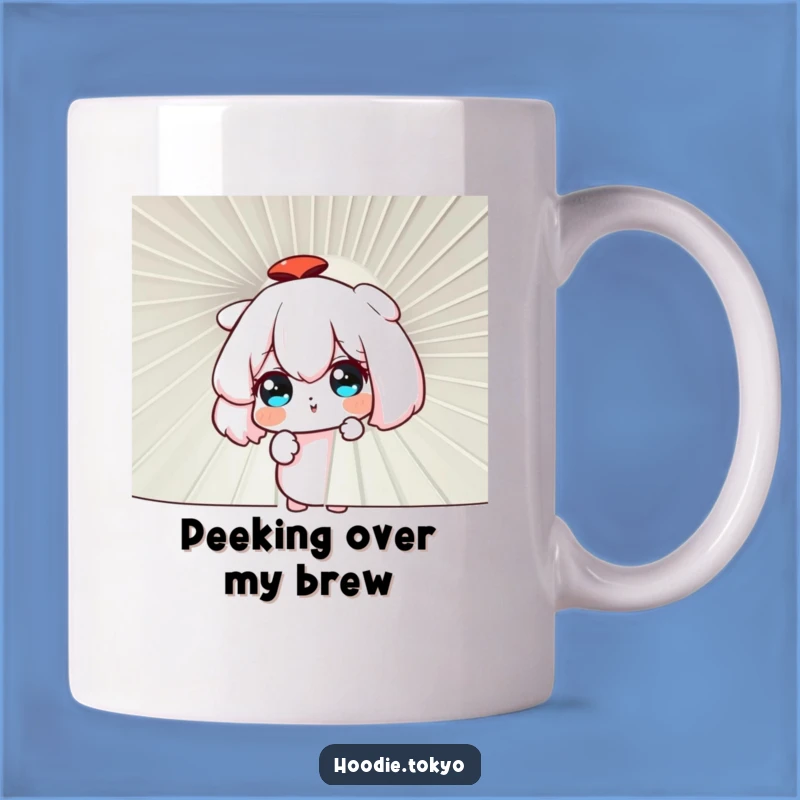 Funny Curious Fan Mug: Peeking Character's Secret View - Perfect Funny Gift