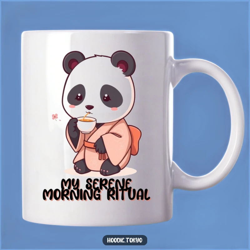Funny Panda Tea Lover Mug: Adorable Round Panda in Kimono Sipping Tea, Perfect Funny Gift