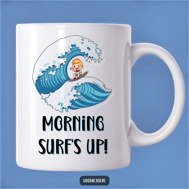 Funny Surfing Character Wave Mug - Joyful Ride Humor, Awesome Funny Gift