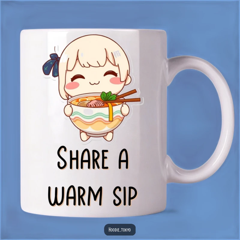 Funny Ramen Lover Mug: Cheerful Character Shares Delicious Bowl - Perfect Funny Gift
