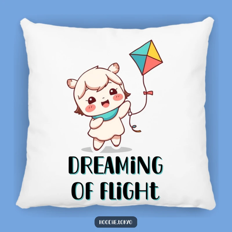 Funny Kawaii Kite Flying Pillow - Giggling Character Comfy Cozy Cushion