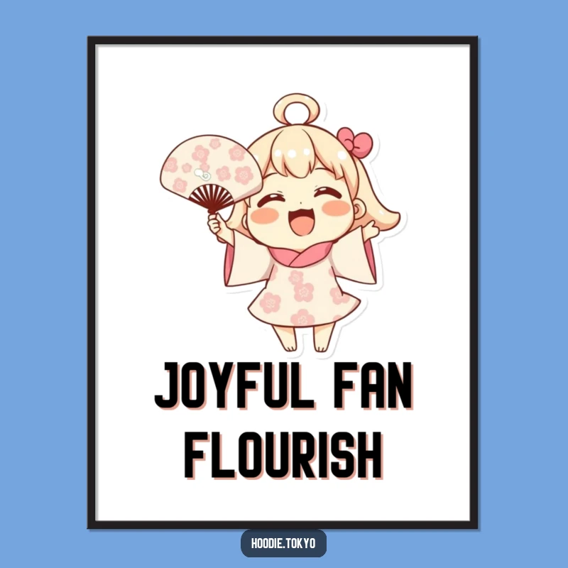 Funny Blooming Fan Digital Print: Joyful Character Art, Instant Cheerful Decor