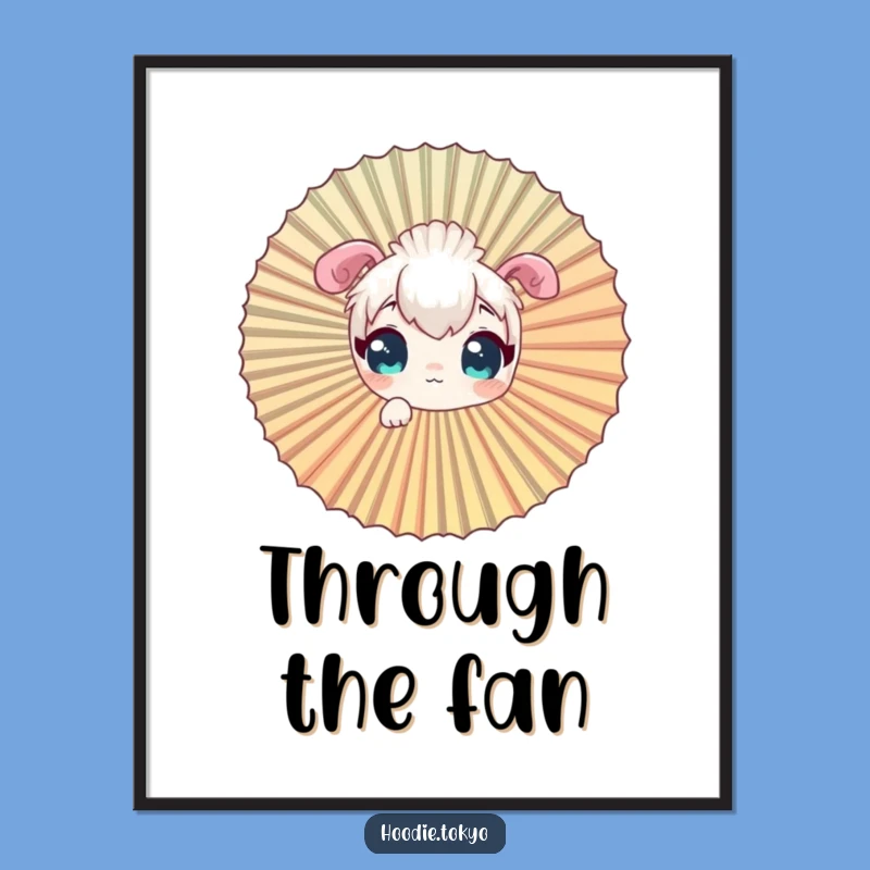 Funny Curious Character Digital Art, Giant Fan Peek Print