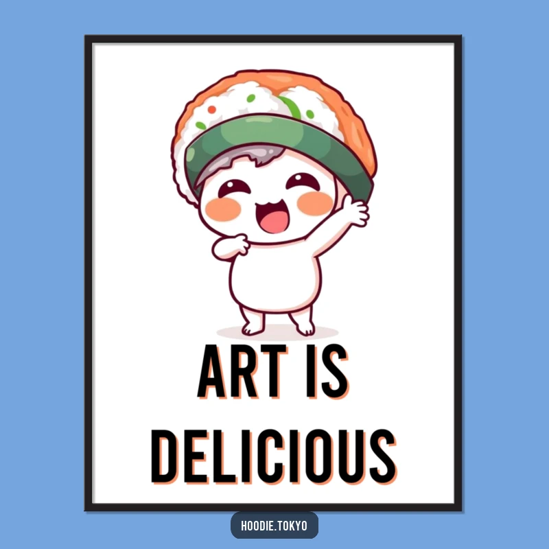 Funny Kawaii Sushi Hat Digital Art - Instant Humor for Your Walls