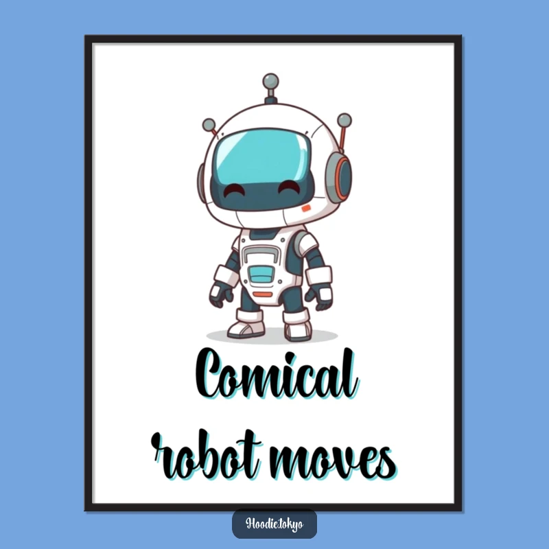 Funny Robot Wobble Digital Art Print: Comical Mech, Instant Decor