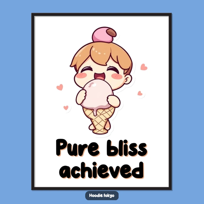 Funny Kawaii Ice Cream Digital Art - Cheerful Character Joyful Sweet Treat Decor File