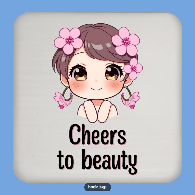 Funny Cherry Blossom Earrings Coaster - Sparkling Style, Humorous Table Gift