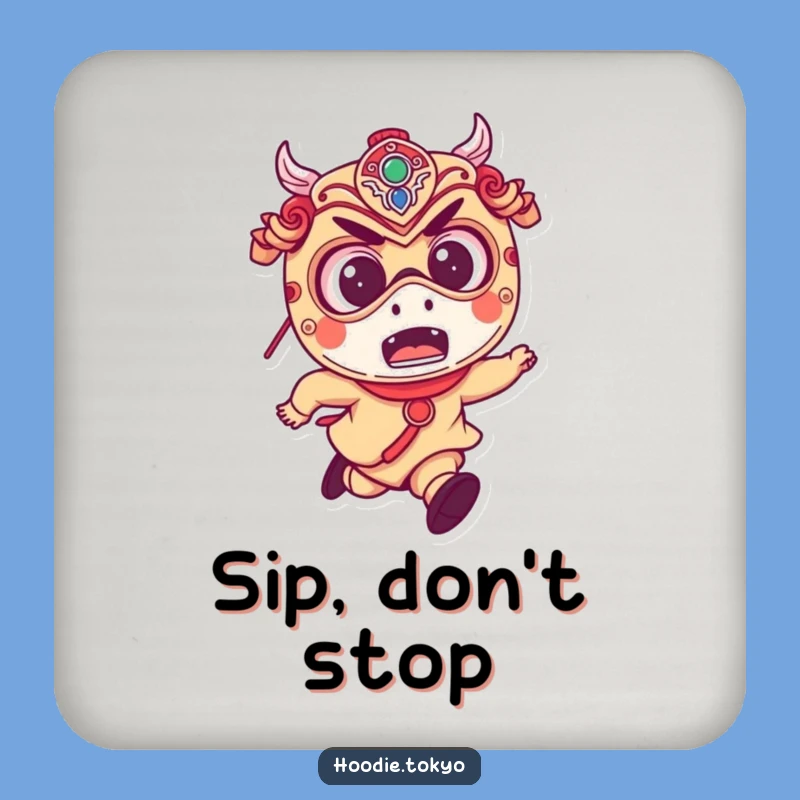 Funny Festival Mask Coaster: Protect Surfaces with Japanese Running Character