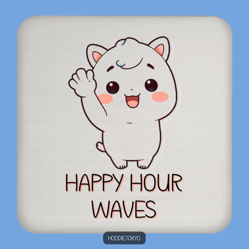 Funny Kawaii Character Coaster Set: Happy Drink Greetings, Hilarious Home Gift