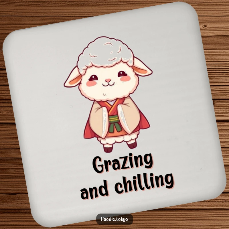 Funny Sheep Kimono Coaster: A protective coaster featuring a fluffy sheep in a kimono bowing gracefully, adding a touch of elegance.