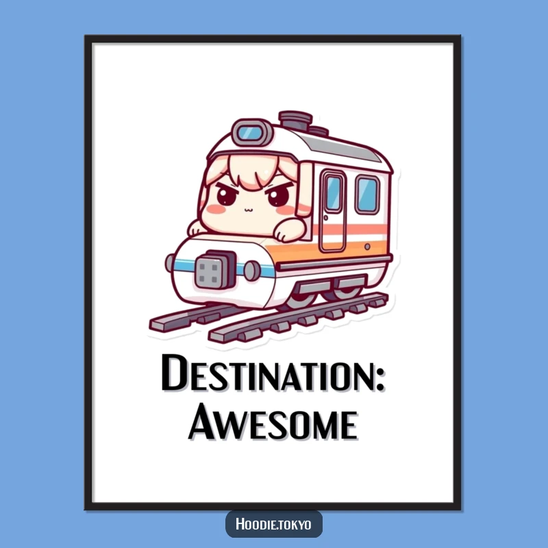 Epic Bullet Train Kawaii Poster: Funny Determined Rider Wall Art Gift