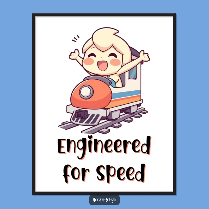 Funny Bullet Train Poster - Enthusiastic Character Art, Quirky Room Decor!