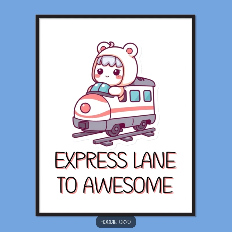 Funny Poster: Whimsical Kawaii Bullet Train Character Art, Hilarious Wall Decor