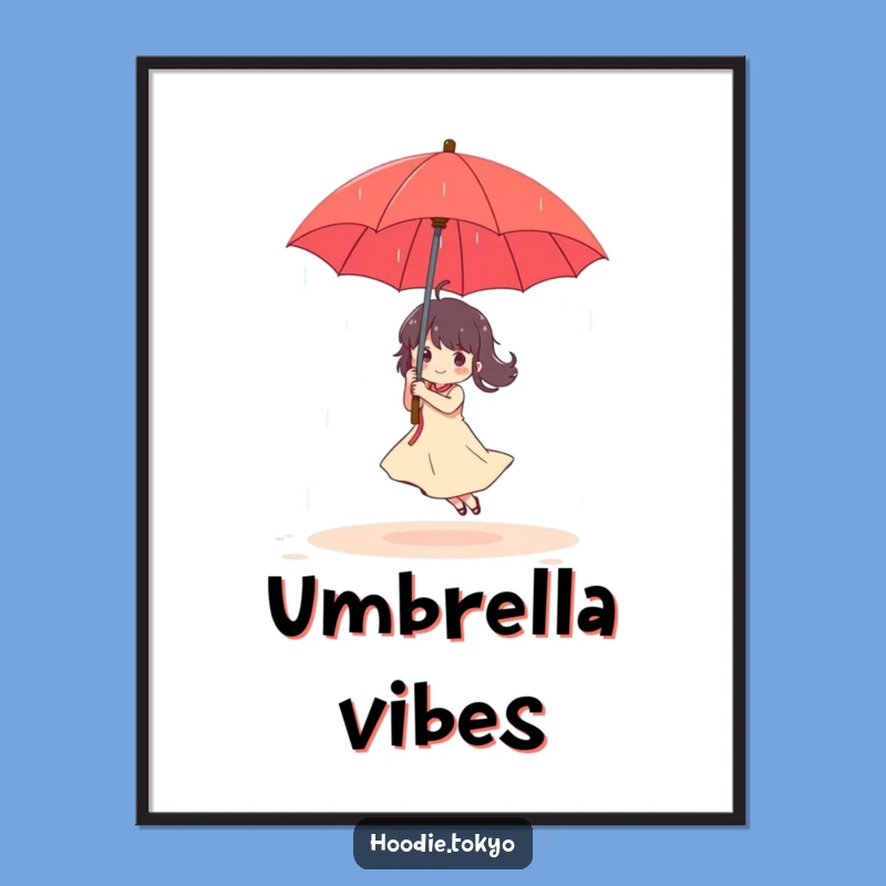 Funny Rainy Day Dancer Poster: Red Umbrella Magic, A Perfect Wall Art Funny Gift
