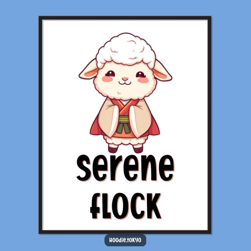 Funny Sheep Kimono Poster - Graceful Art for a Happy Atmosphere