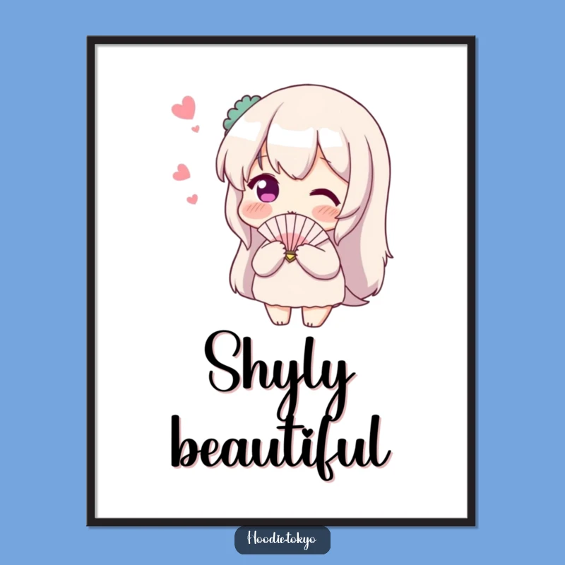 Funny Shy Fan Poster: Blushing Character Art for Sweet Spaces