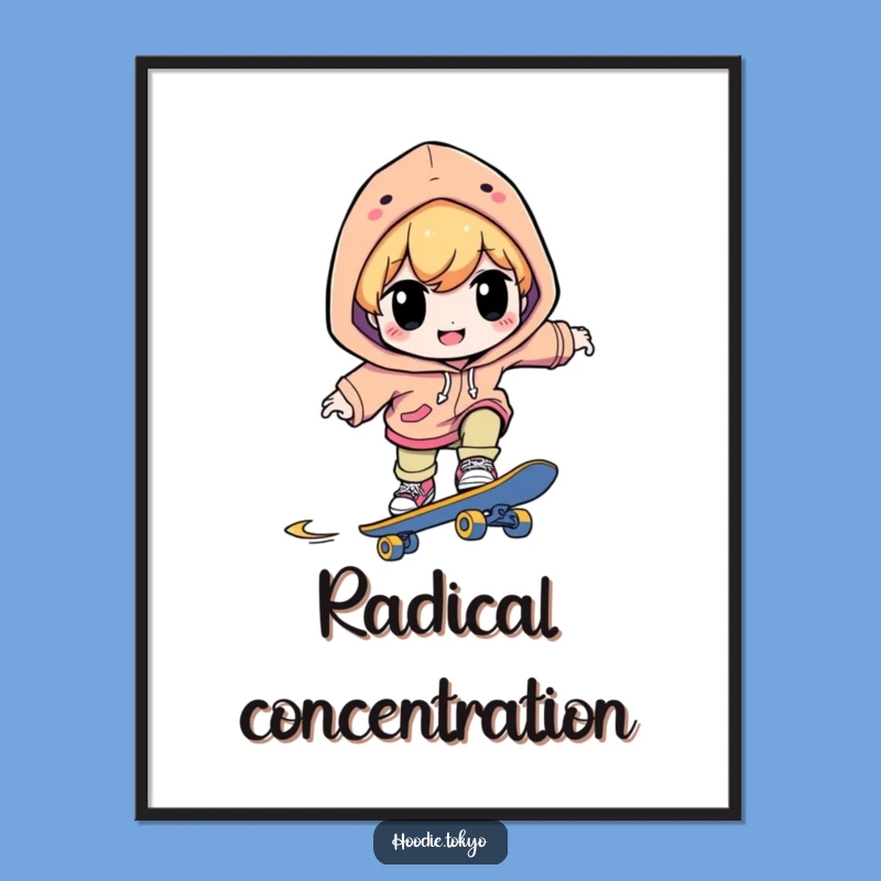 Funny Skater Poster: Concentrated Character, Cool Wall Art Gift