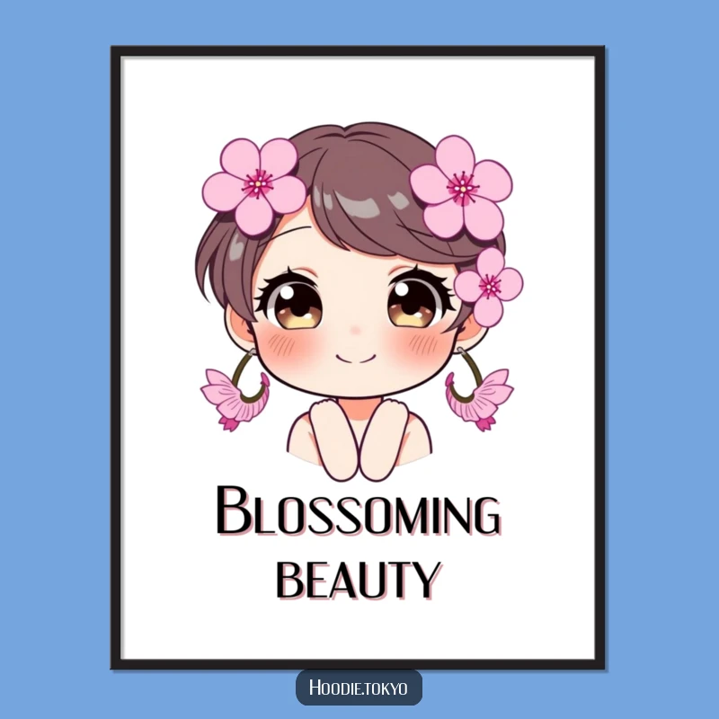 Funny Sparkling Blossom Art - Cheerful Character, Cherry Blossom Earrings Poster Gift
