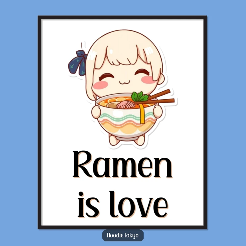 Funny Ramen Poster: Cheerful Character's Sharing Smile - Delicious Funny Gift