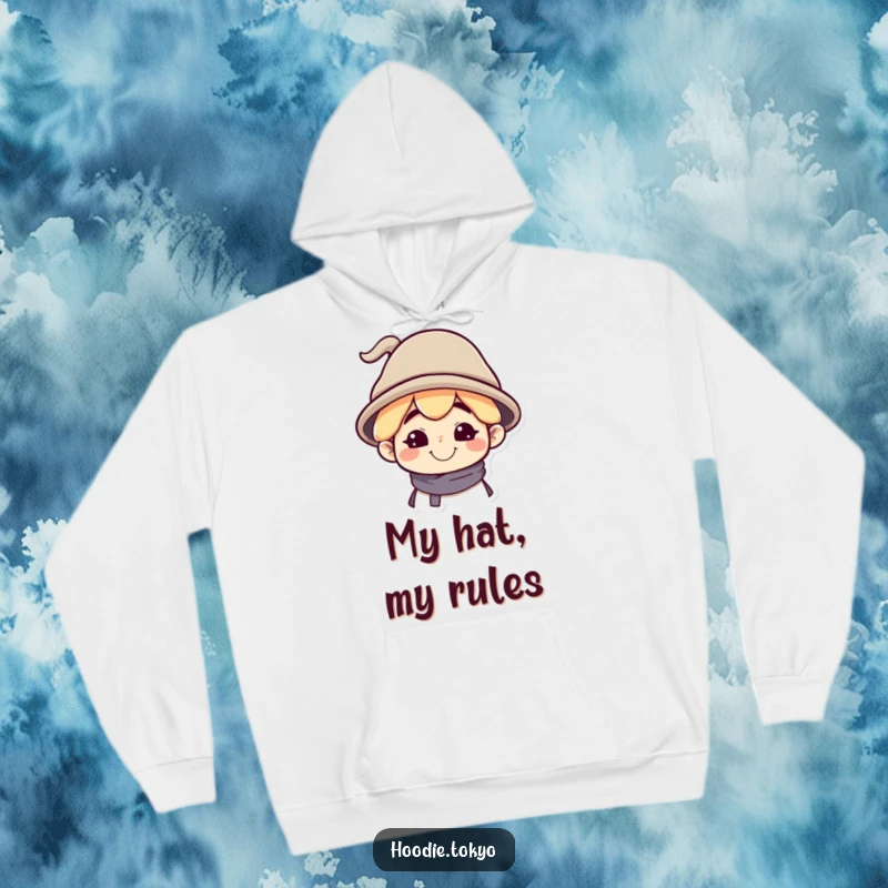 Funny Hoodie: Character with a Silly Grin and a Tilted Oversized Hat, Perfect for Cozy Fun