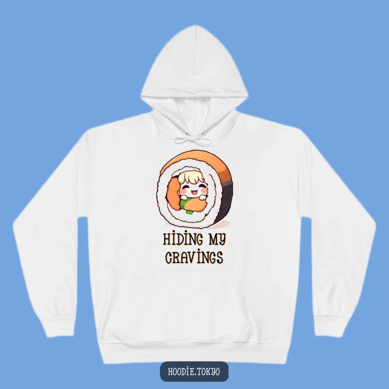 Funny Giggling Sushi Hoodie - Cozy Peek-a-Boo Character, Warm Foodie Gift