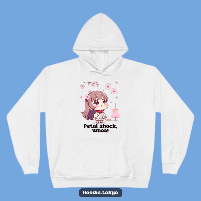Funny Surprised Tokyo Character Hoodie, Cozy Cherry Blossom Surprise Gift