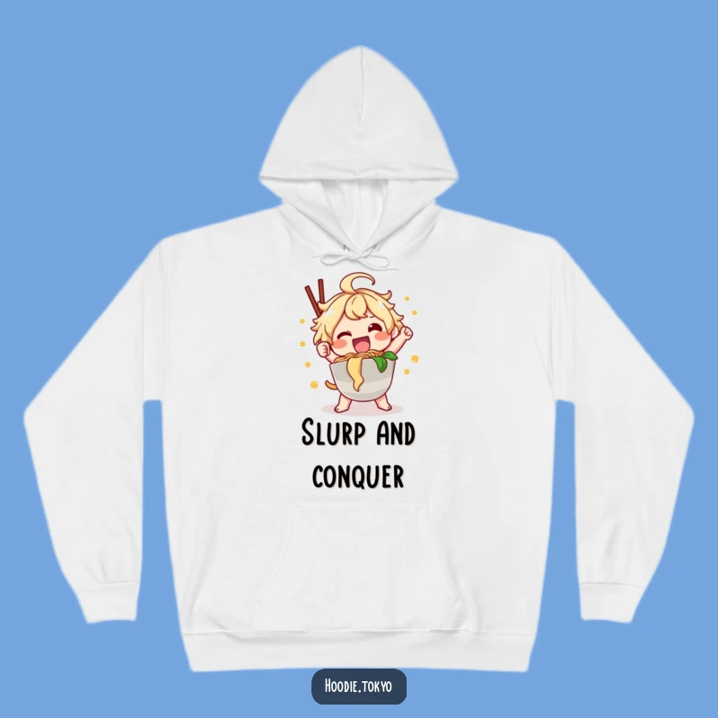 Cozy Ramen Kawaii Hoodie: Funny Happy Character Noodle Comfort Gift
