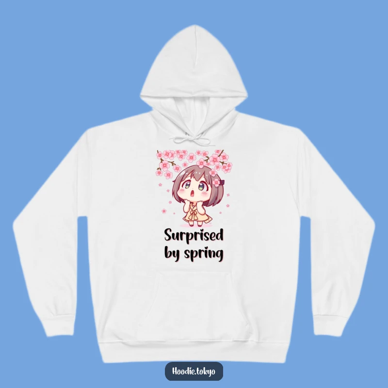 Funny Tokyo Blossom Hoodie: Cozy Up with Surprised Character's Cherry Blossom Joy - Funny Gift