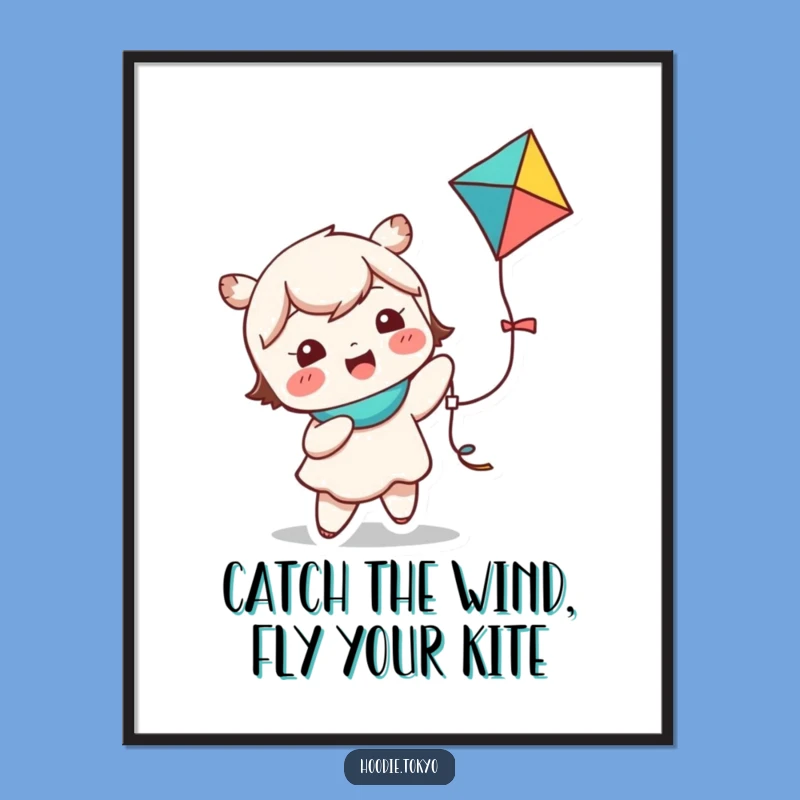 Funny Free Printable Wall Art: Giggling Kite Flyer Decor, Downloadable Art Gift