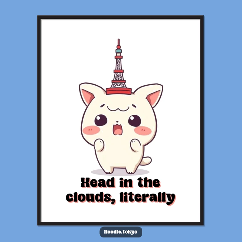 Free Printable Wall Art: Surprised Tokyo Tower Head Humorous Downloadable Art Gift