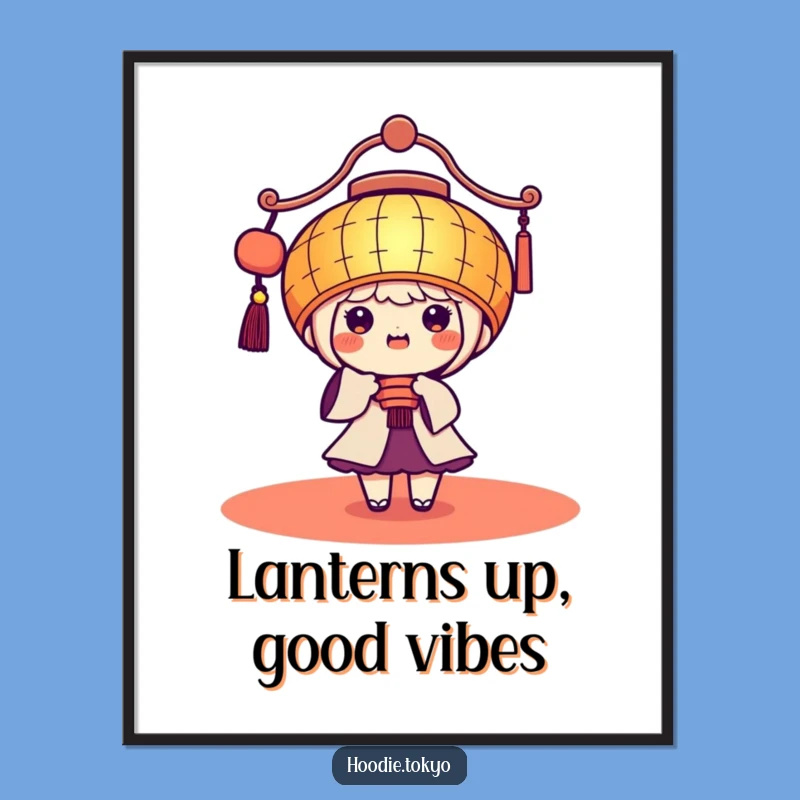 Funny Free Printable Wall Art: Festive Lantern Kawaii DIY Downloadable Decor