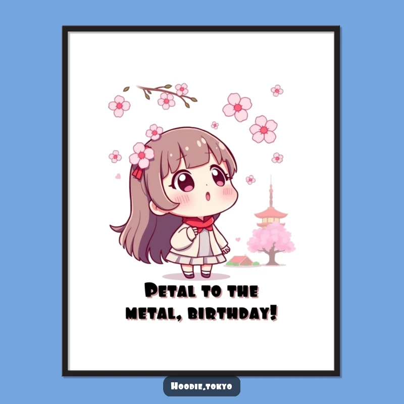 Funny Free Printable Wall Art: Surprised Tokyo Character Cherry Blossoms