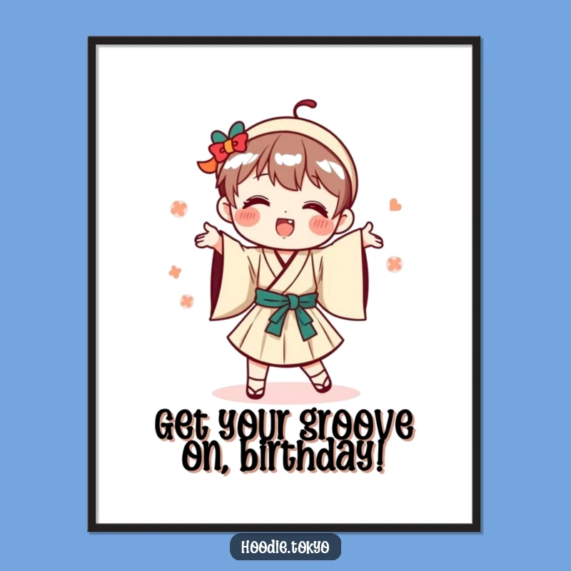 Funny Free Printable Wall Art: Playful Japanese Dancer Character