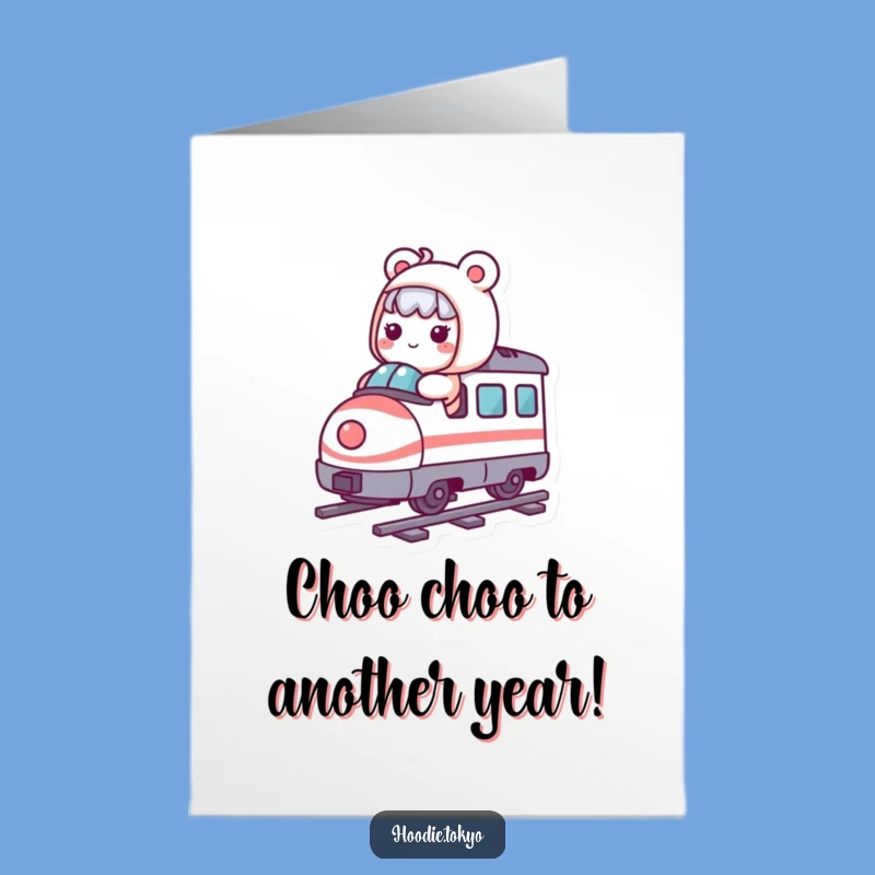 Free Printable Kawaii Train Birthday Card: Funny Downloadable Gift for a Speedy Celebration