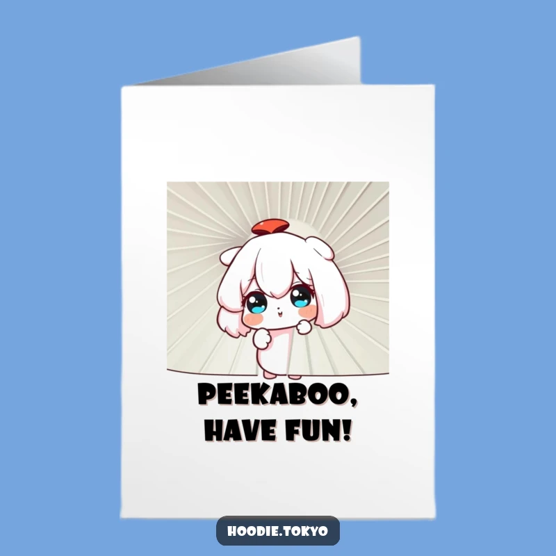 Free Printable Birthday Card: Curious Fan Peeker - Funny Downloadable Greeting Gift