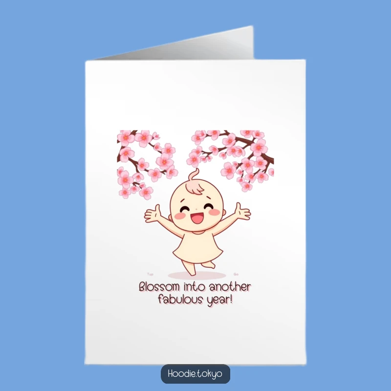 Free Printable Birthday Card: Dancing Blossom Character Hilarious Downloadable Gift