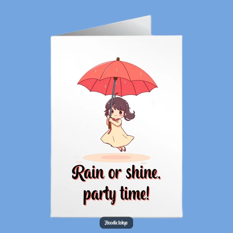 Funny Birthday Card Free Printable: Dancing in Rain, Cheerful Downloadable Gift